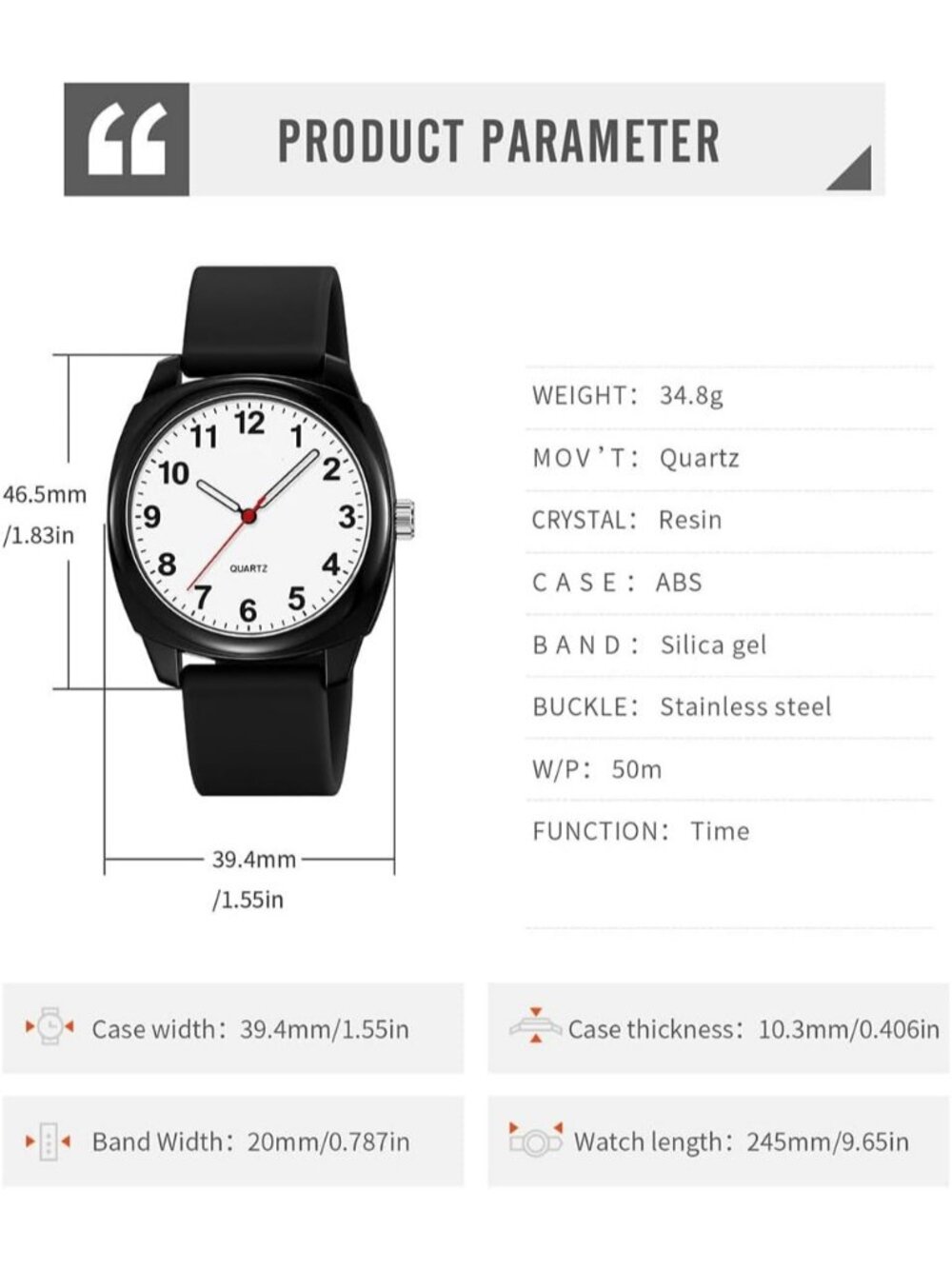 Unisex Off-White Fashion Simple Analog Quartz Silicone Strap Waterproof Watch - Picture 5 of 6